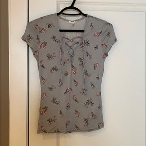 Garage Lace Up Floral Tee